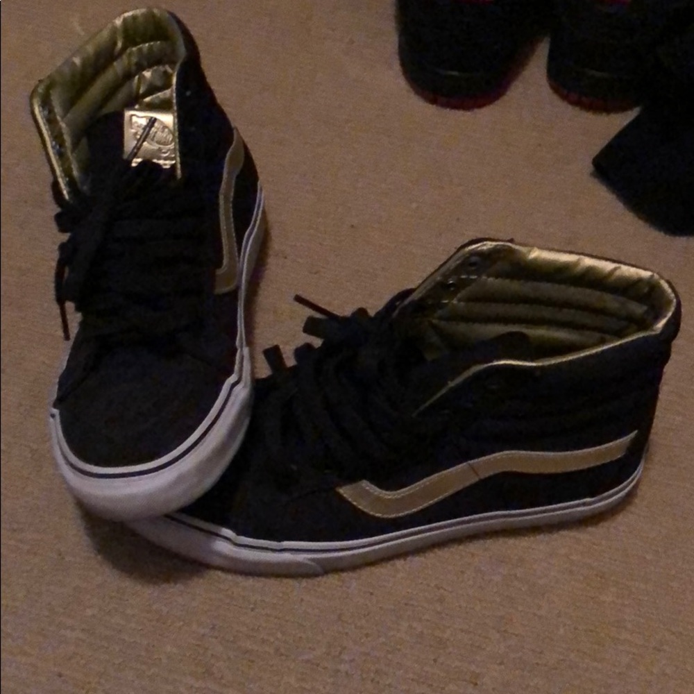 Vans vvnds blk and gold high